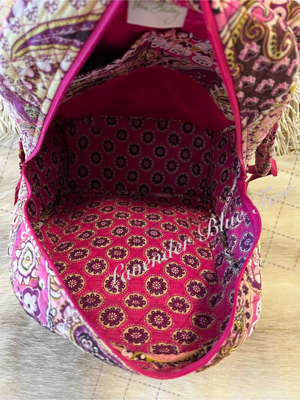 VERA BRADLEY Very Berry Paisley 2010 Essential Backpack Pink Purple Y2K Padded - Picture 14 of 17